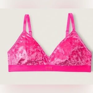 Victorias Secret PINK Lined Removable Pads Velvet Bralette Bra Pink XXL